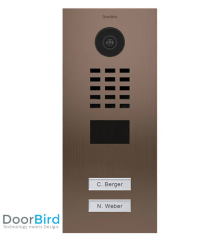 IP Video Door Station D2102BV, Brushed Stainless Steel, Bronze-Finish, Flush-mounted, 2 Call buttons (housings for Surface-mounted optional)