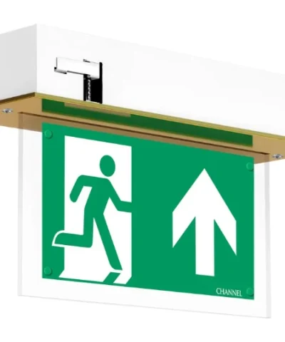 3W Vale IP20 Maintained Emergency Brass Exit Sign Self Test with Arrow Up Legend